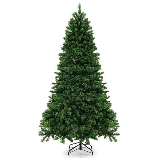 6/7/8 Feet Hinged Christmas Tree with PVC Branch Tips Warm White LED Lights-7 ft W2B