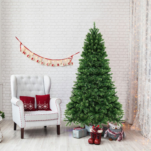 6/7/8 Feet Hinged Christmas Tree with PVC Branch Tips Warm White LED Lights-7 ft W2B