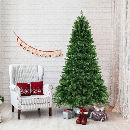 6/7/8 Feet Hinged Christmas Tree with PVC Branch Tips Warm White LED Lights-7 ft W2B