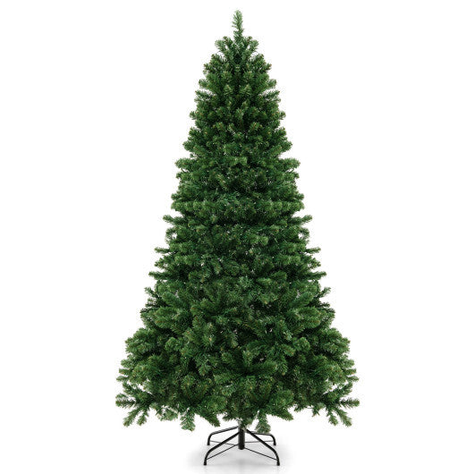 6/7/8 Feet Hinged Christmas Tree with PVC Branch Tips Warm White LED Lights-7 ft W2B