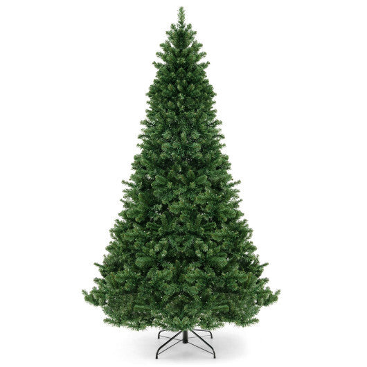 6/7/8 Feet Hinged Christmas Tree with PVC Branch Tips Warm White LED Lights-7 ft W2B