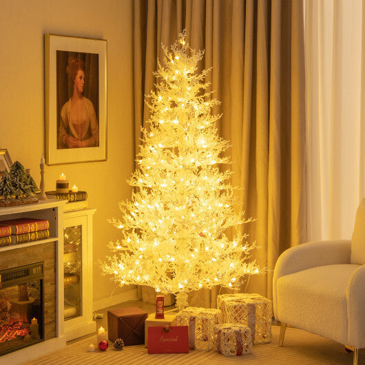 6 Feet Artificial Xmas Tree with 383 PE Branch Tips and 300 LED Lights W2B