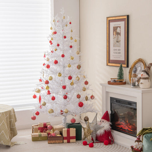 6 Feet Artificial Xmas Tree with 383 PE Branch Tips and 300 LED Lights W2B