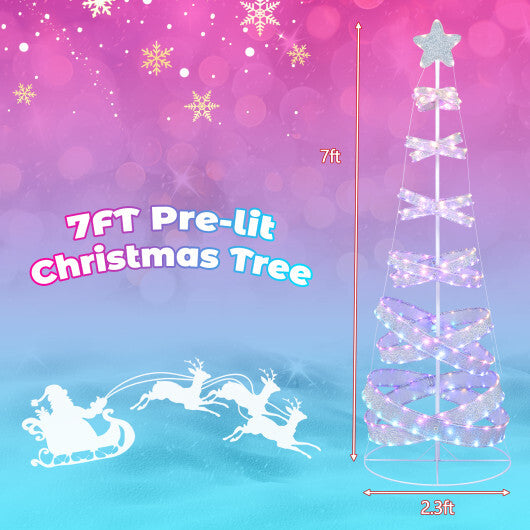 7 Feet Outdoor Spiral Christmas Tree for Party  Xmas New Year Decoration W2B