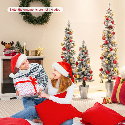 Set of 3 Potted Artificial Christmas Tree Snow-Flocked W2B