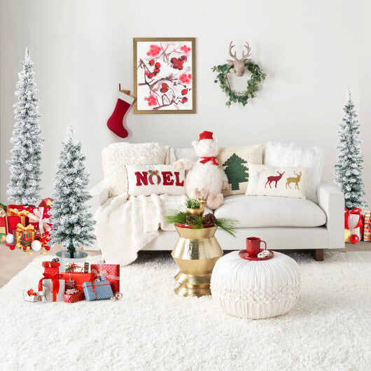 Set of 3 Potted Artificial Christmas Tree Snow-Flocked W2B