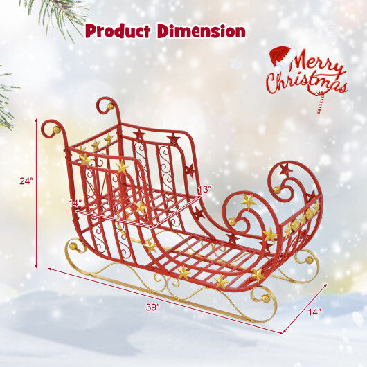 Metal Christmas Santa Sleigh with Large Cargo Area for Gifts W2B