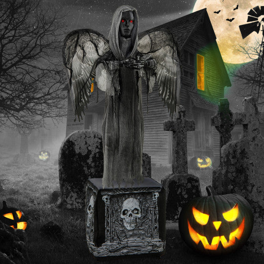 5.5ft Halloween Animatronic Decoration with Light Up Eyes and Shaking Wings W2B