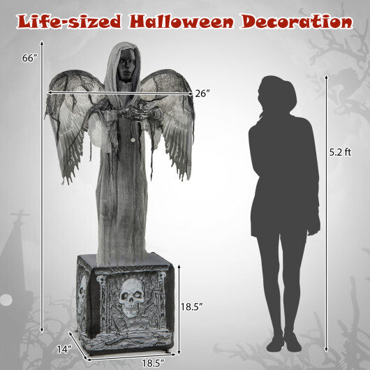 5.5ft Halloween Animatronic Decoration with Light Up Eyes and Shaking Wings W2B
