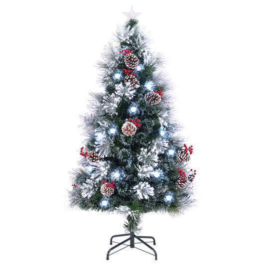 7 FT Flocked Christmas Tree with 8 Lighting Modes W2B