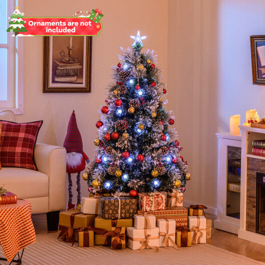 7 FT Flocked Christmas Tree with 8 Lighting Modes W2B