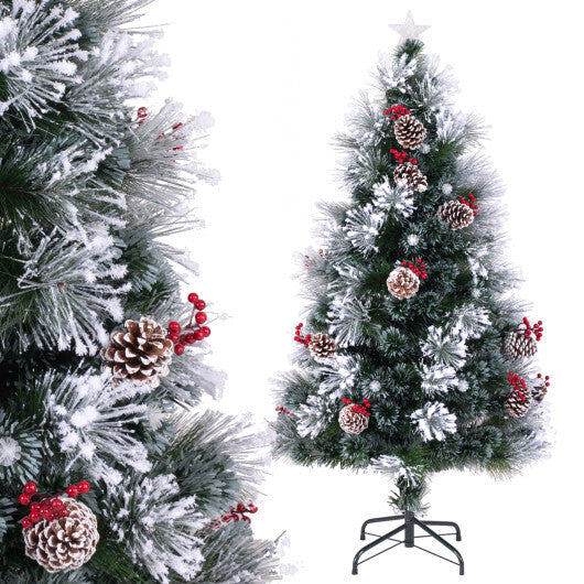 7 FT Flocked Christmas Tree with 8 Lighting Modes W2B