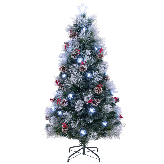 7 FT Flocked Christmas Tree with 8 Lighting Modes W2B
