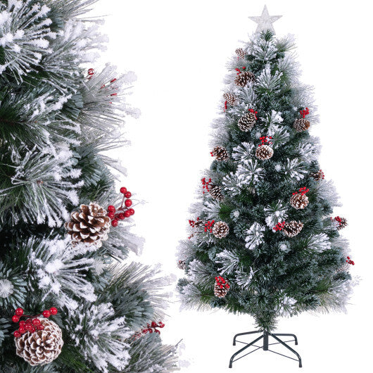 7 FT Flocked Christmas Tree with 8 Lighting Modes W2B