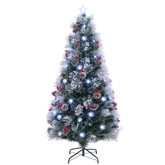 7 FT Flocked Christmas Tree with 8 Lighting Modes W2B