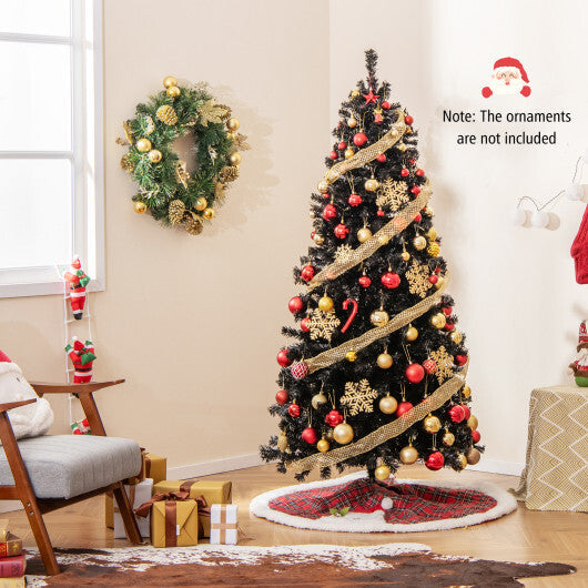 6/7 FT Artificial Christmas Tree with Bendable Top Section and Warm Light-7 ft W2B
