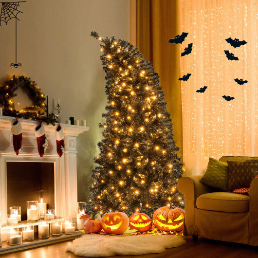 6/7 FT Artificial Christmas Tree with Bendable Top Section and Warm Light-7 ft W2B