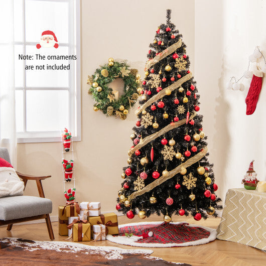 6/7 FT Artificial Christmas Tree with Bendable Top Section and Warm Light-7 ft W2B
