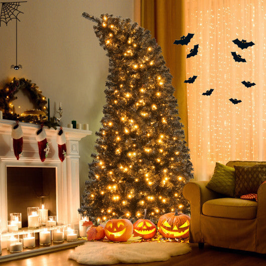 6/7 FT Artificial Christmas Tree with Bendable Top Section and Warm Light-7 ft W2B