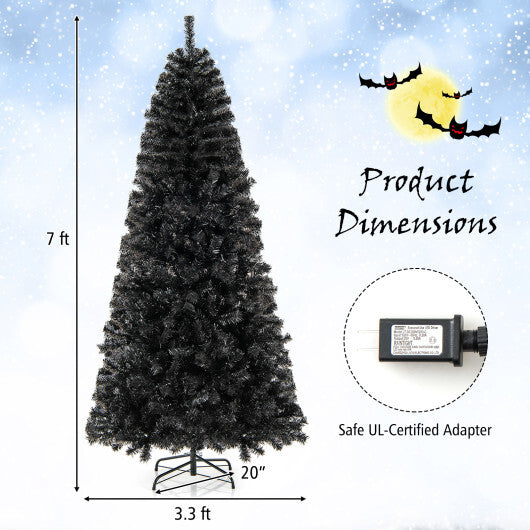 6/7 FT Artificial Christmas Tree with Bendable Top Section and Warm Light-7 ft W2B