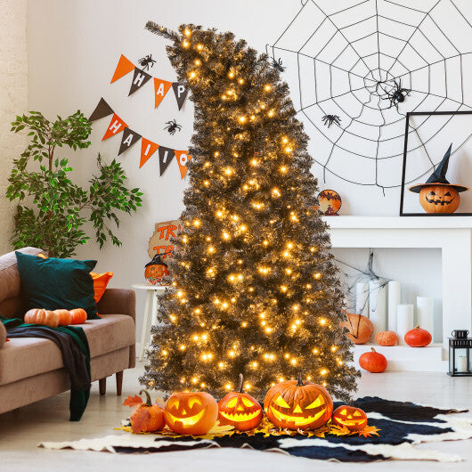 6/7 FT Artificial Christmas Tree with Bendable Top Section and Warm Light-7 ft W2B