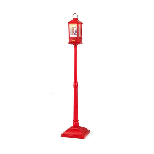 61 Inch Christmas Musical Street Lamp Post with Detachable Snow Globe Lantern-Red W2B