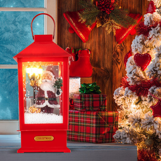 61 Inch Christmas Musical Street Lamp Post with Detachable Snow Globe Lantern-Red W2B