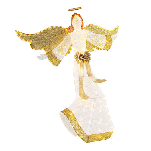 5.2 Feet Christmas Pre-Lit Angel with Halo Wings and 180 Warm White LED Lights W2B