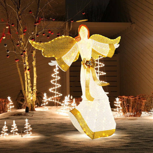 5.2 Feet Christmas Pre-Lit Angel with Halo Wings and 180 Warm White LED Lights W2B