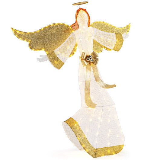 5.2 Feet Christmas Pre-Lit Angel with Halo Wings and 180 Warm White LED Lights W2B
