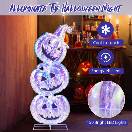 Standing 150 LED Lighted Pumpkin Halloween Decoration with Base W2B