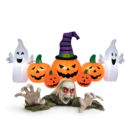 Halloween Groundbreaker Climbing Zombie+Inflatable Pumpkins W2B