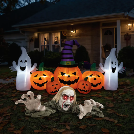 Halloween Groundbreaker Climbing Zombie+Inflatable Pumpkins W2B