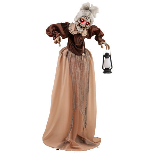 Life-Size Halloween Animatronic Moving and Talking Old Lady Hag Prop W2B