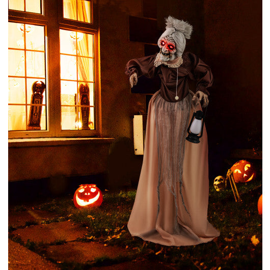 Life-Size Halloween Animatronic Moving and Talking Old Lady Hag Prop W2B