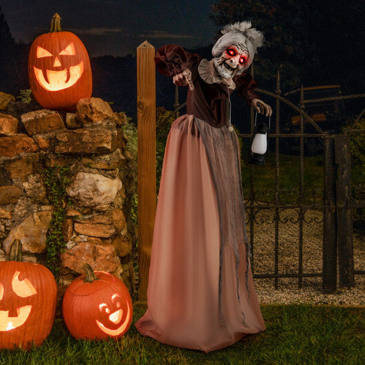 Life-Size Halloween Animatronic Moving and Talking Old Lady Hag Prop W2B