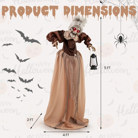 Life-Size Halloween Animatronic Moving and Talking Old Lady Hag Prop W2B