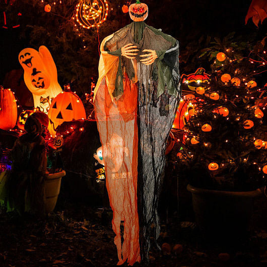 6 Feet Hanging Pumpkin Ghost with Red Glowing Eyes and Bendable Arms LuxuryLifeWay Online Store