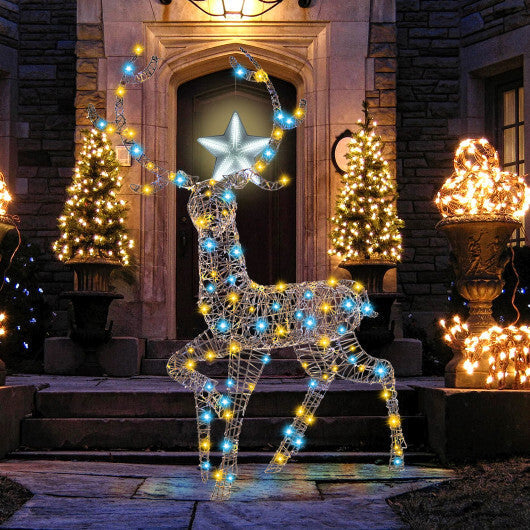 4.6 Feet Pre-Lit Christmas Reindeer with 170 Cold and Warm LED Lights W2B