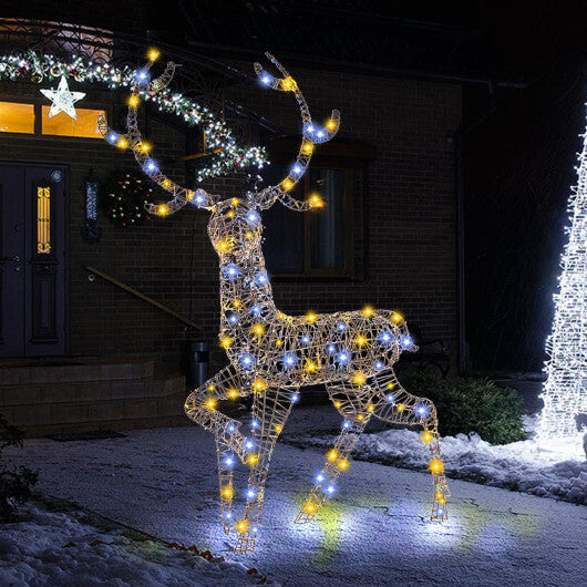 4.6 Feet Pre-Lit Christmas Reindeer with 170 Cold and Warm LED Lights W2B