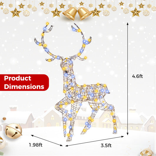 4.6 Feet Pre-Lit Christmas Reindeer with 170 Cold and Warm LED Lights W2B
