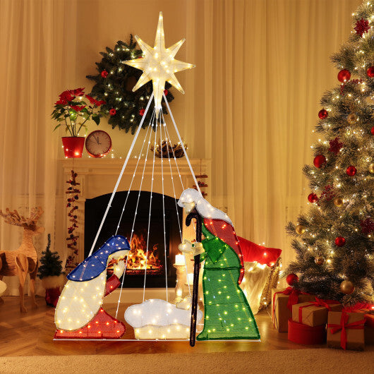 6 Feet Lighted Nativity Scene with 240 LED Lights W2B
