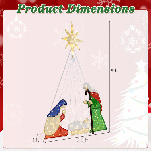6 Feet Lighted Nativity Scene with 240 LED Lights W2B