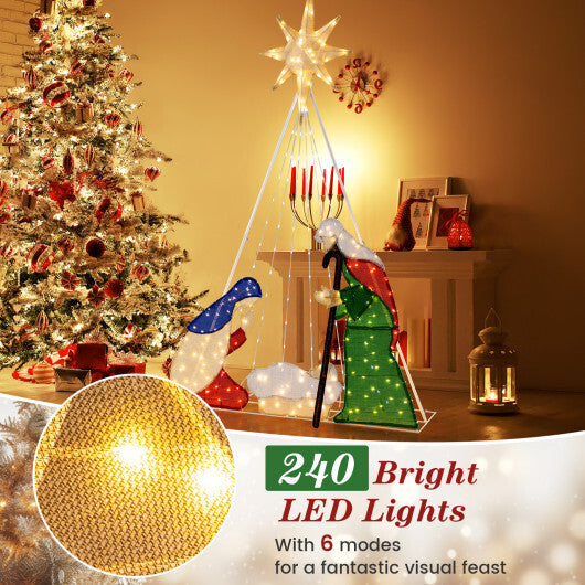 6 Feet Lighted Nativity Scene with 240 LED Lights W2B