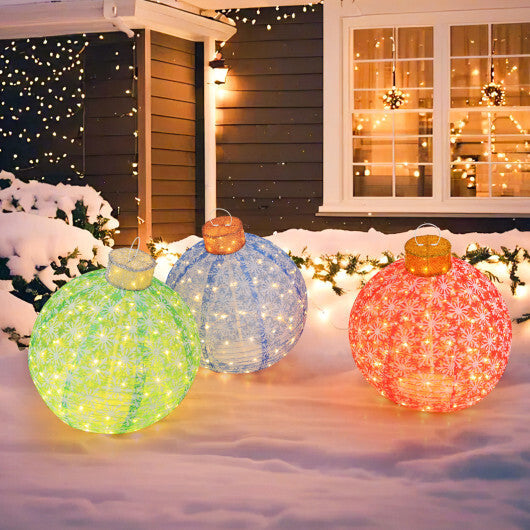 3-Piece Pre-Lit Pop up Christmas Ball Set with Warm White LED Lights W2B