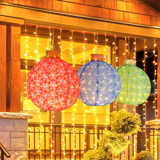 3-Piece Pre-Lit Pop up Christmas Ball Set with Warm White LED Lights W2B