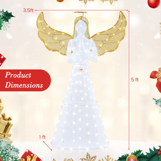 5 ft Festive Pre-Lit Angel with Halo and 150 LED Lights W2B