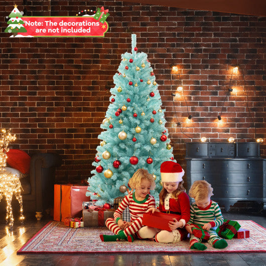 6/7 FT Blue Artificial Christmas Tree with 280/380 Warm White LED Lights and Foldable Metal Stand-6 FT W2B