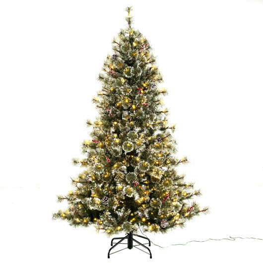 6/7.5/9 FT Artificial Christmas Tree Pre-Lit Hinged Holiday Tree with 360? Quick Power Connector-6 ft