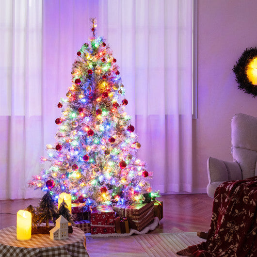 6/7.5/9 FT Artificial Christmas Tree Pre-Lit Hinged Holiday Tree with 360 Quick Power Connector-6 ft W2B